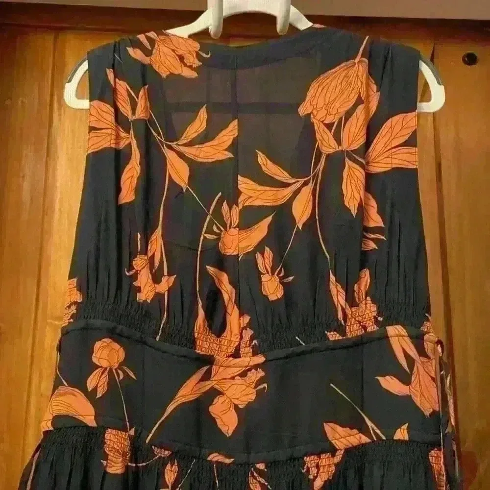 Thakoon Floral Deep-V Neck Maxi Dress Black Size 2 & Size 8 NWT - Picture 6 of 11